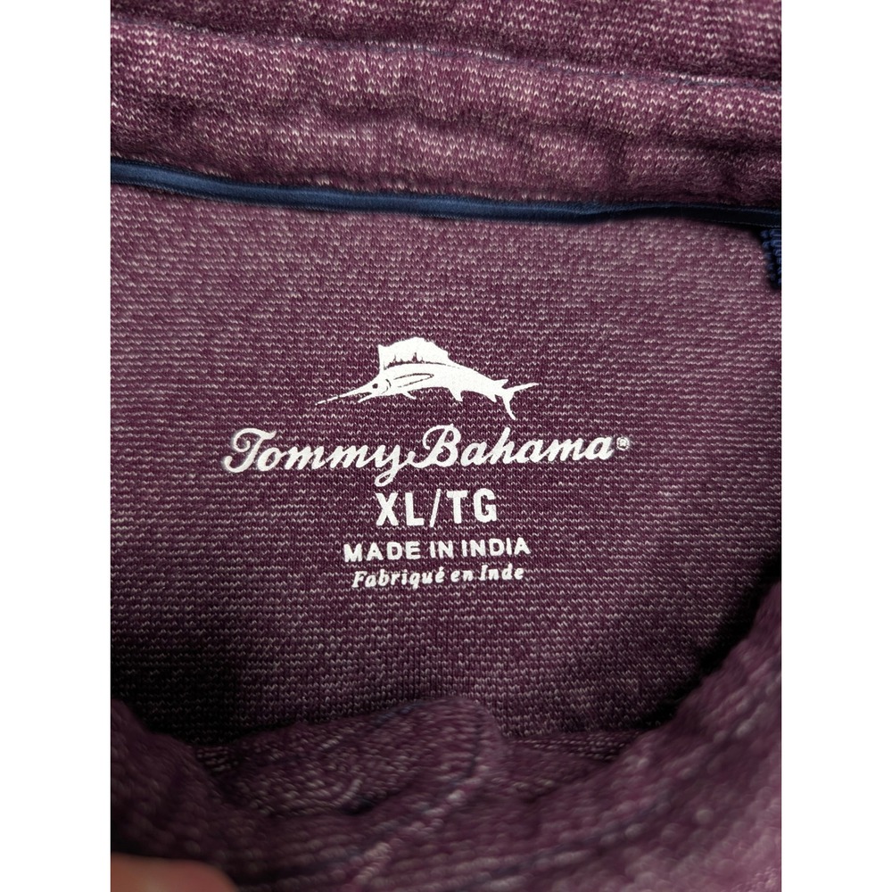 Tommy Bahama Mens XL Long Sleeve Polo Shirt Heathered Burgundy 100% Cotton - Picture 2 of 7